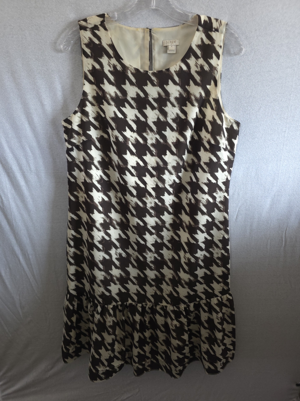 J. Crew Black & Cream Houndstooth Sleeveless Dress
